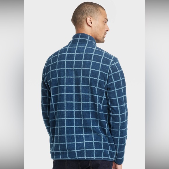 Goodfellow & Co. Men’s Quarter Zip Fleece Pullover Blue Plaid Sweatshirts SZ S-L - Picture 2 of 14